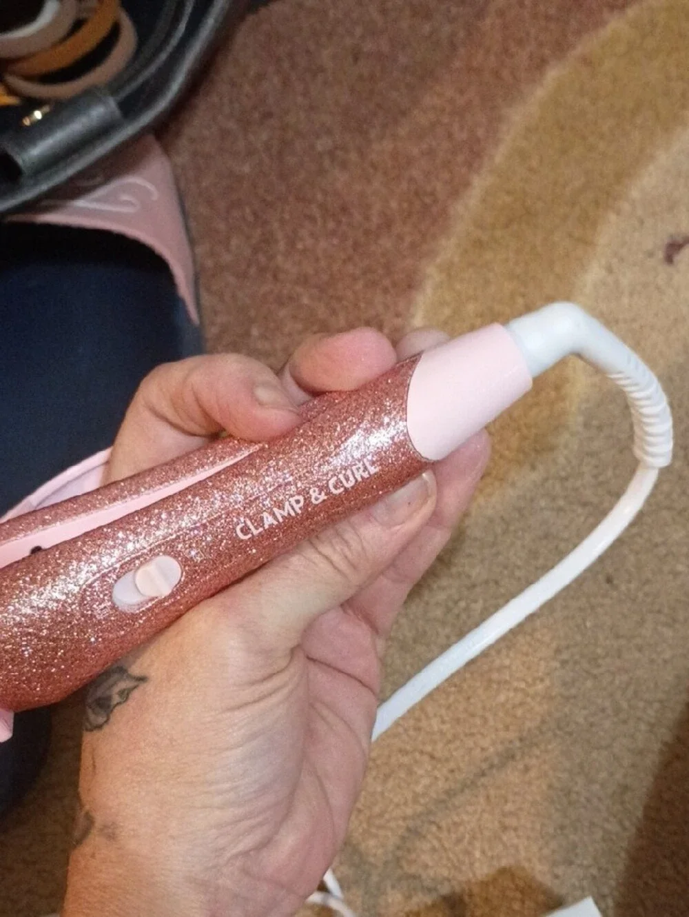 Rose Pink Glitter Hair Curler & Straightener — Women’s Styling Tool